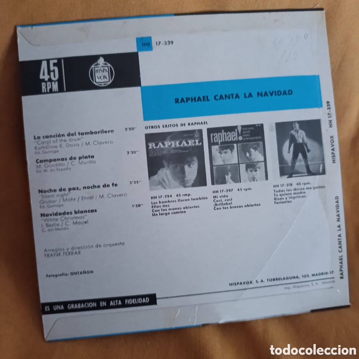 Discos de vinilo: Raphael,Canta la Navidad,disco vinilo EP,1965 - Foto 2