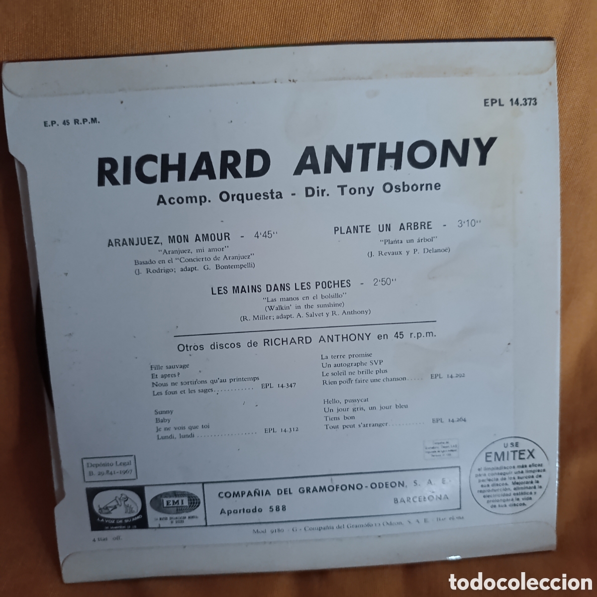 Discos de vinilo: Richard Anthony &rdquo;Aranjuez, Mon Amour&rdquo;.&nbsp;vinilo EP - Foto 2