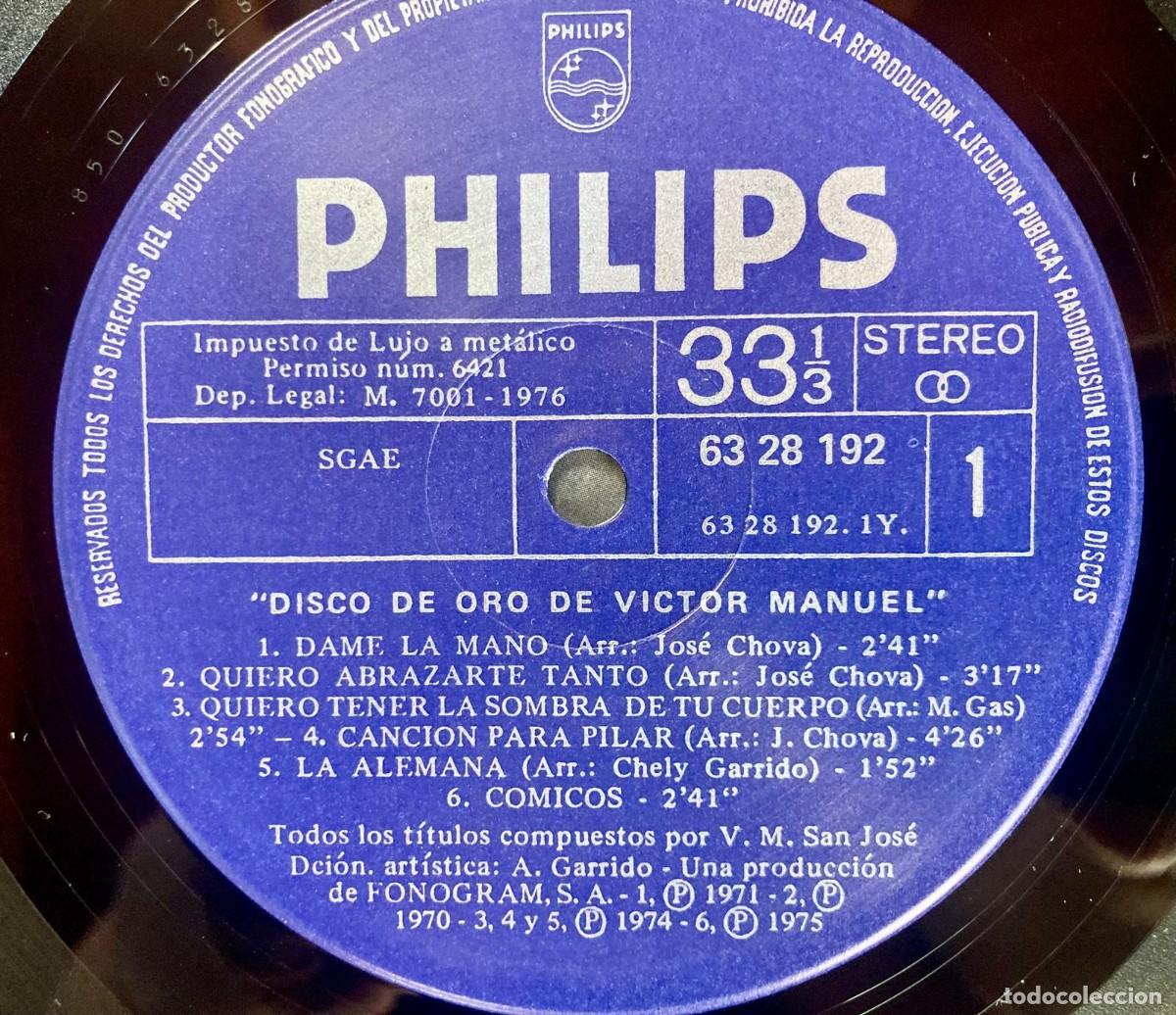 Discos de vinilo: VICTOR MANUEL - DISCO DE ORO DE VICTOR MANUEL - Foto 3