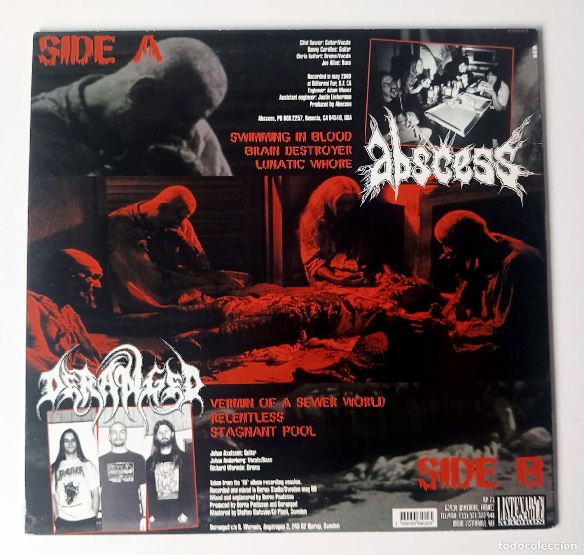 Discos de vinilo: LP SPLIT: ABSCESS - DERANGED - Foto 2
