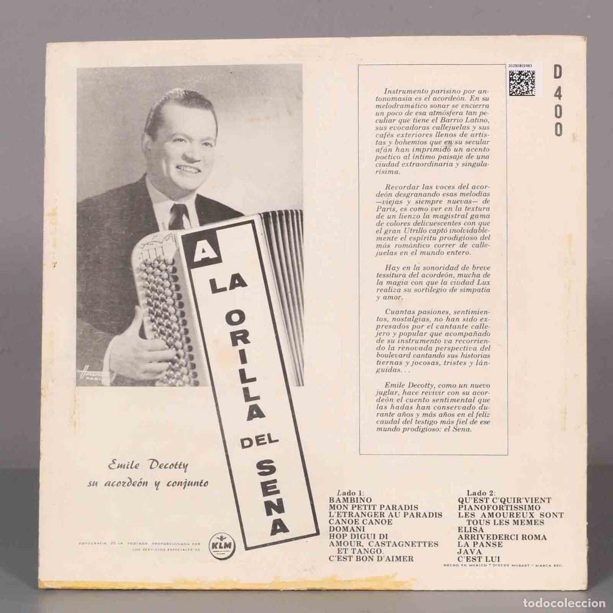 Discos de vinilo: LP. &Eacute;mile Decotty &ndash; A la Orilla Del Sena - Foto 2