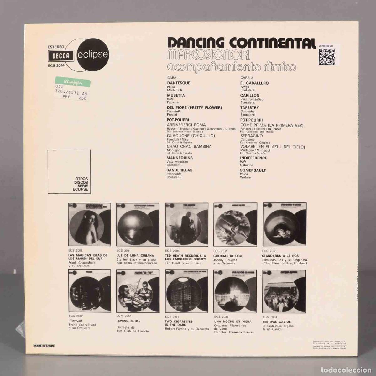 Discos de vinilo: LP. DANCING CONTINENTAL MARCOSIGNORI - Foto 2