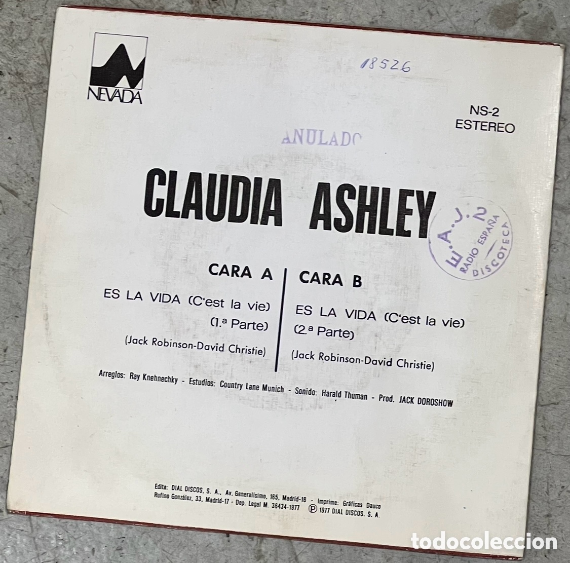 Discos de vinilo: Disco Vinilo Single. Claudia Ashley. &ldquo;Es la vida&rdquo;. 1977. - Foto 2