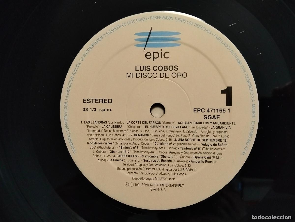 Discos de vinilo: DISCO DOBLE VINILO LP, LUIS COBOS - MI DISCO DE ORO, EPIC 1991 - Foto 4