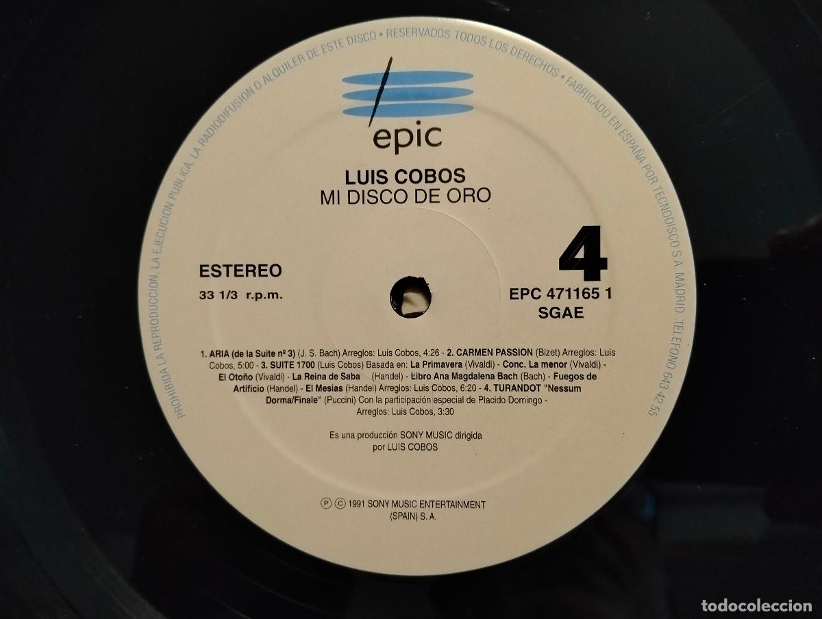 Discos de vinilo: DISCO DOBLE VINILO LP, LUIS COBOS - MI DISCO DE ORO, EPIC 1991 - Foto 10
