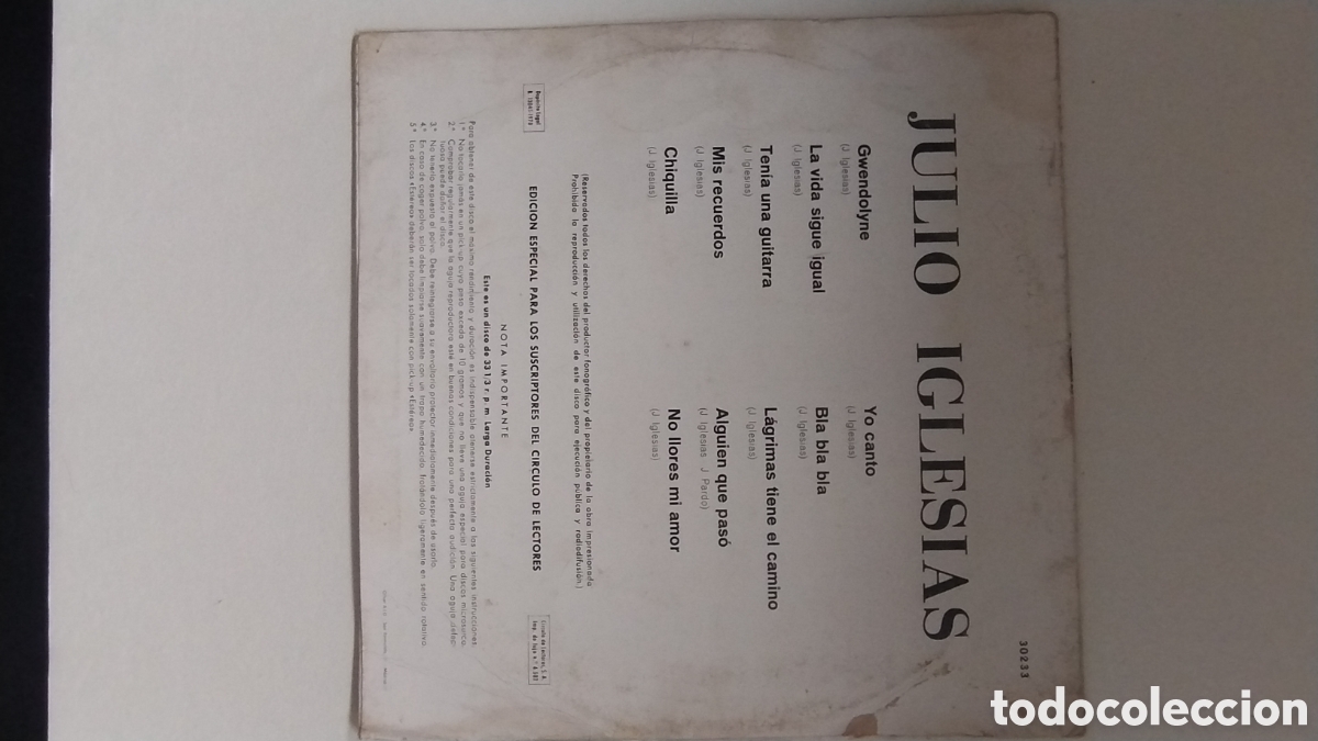 Discos de vinilo: Julio Iglesias lp gwendolyne - Foto 2