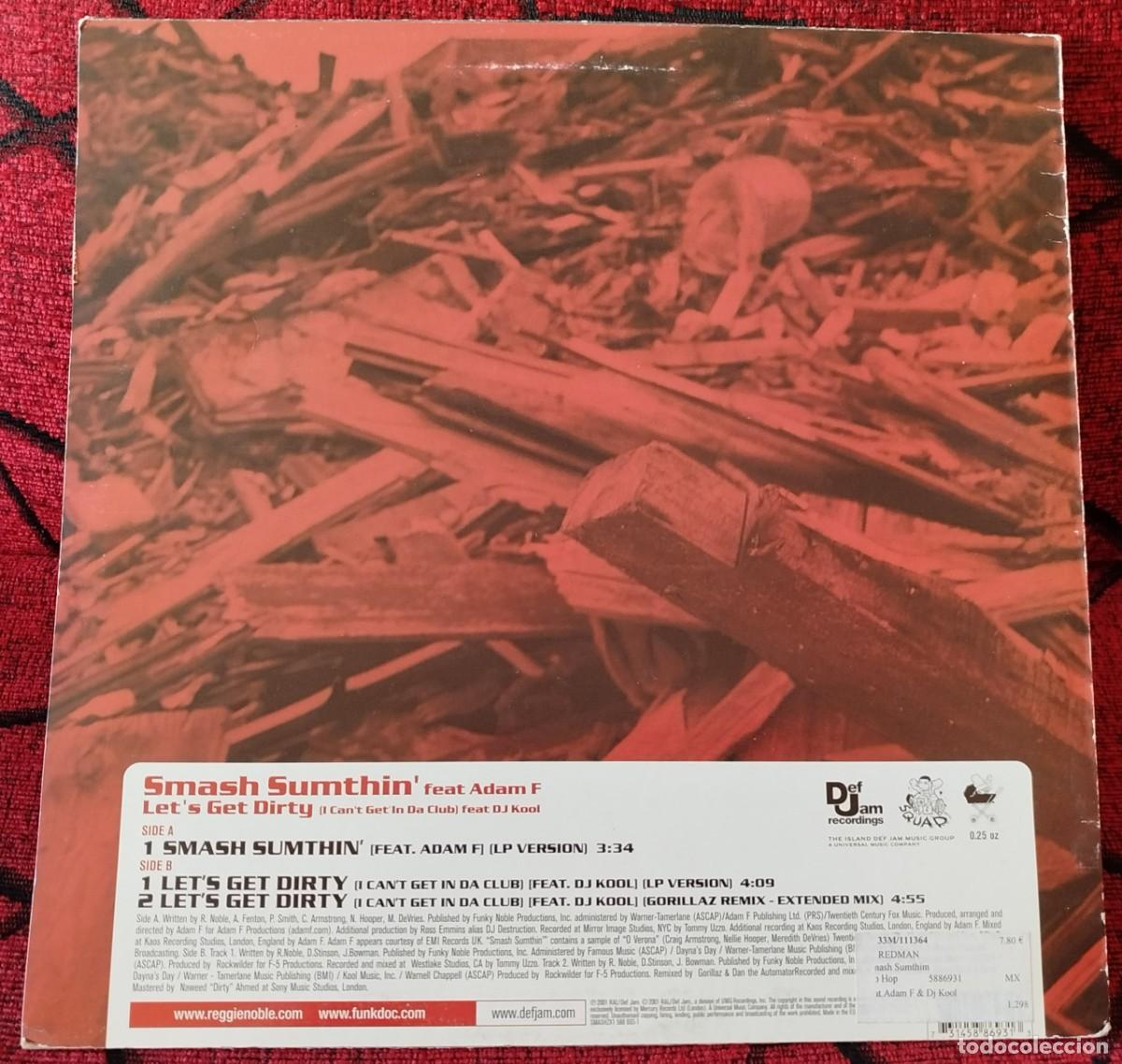 Discos de vinilo: REDMAN ** Smash Sumthin / Lets Get Dirty ** MAXI SINGLE VINILO 2001 UK - Foto 2