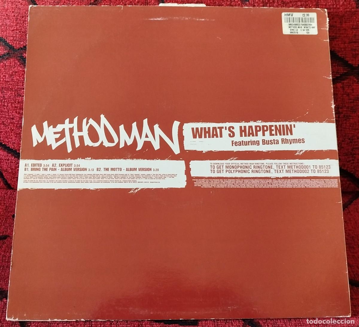 Discos de vinilo: METHOD MAN ** Whats Happenin ** MAXI SINGLE VINILO 2004 UK - Foto 2