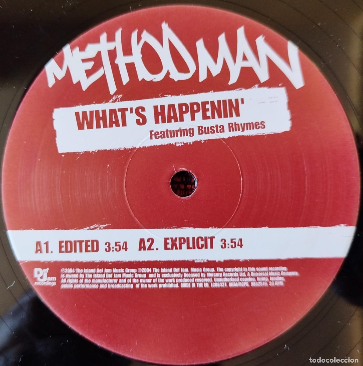 Discos de vinilo: METHOD MAN ** Whats Happenin ** MAXI SINGLE VINILO 2004 UK - Foto 3
