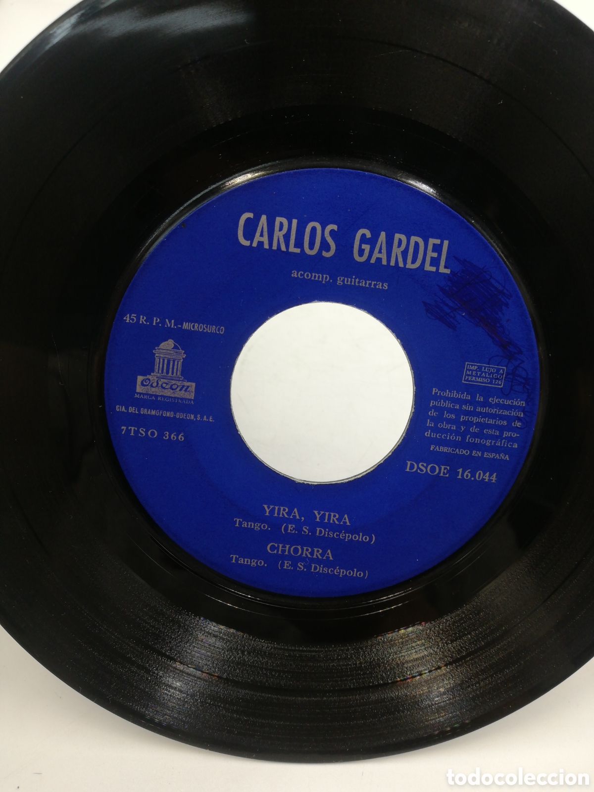 Discos de vinilo: Disco Carlos Gardel. ODEON. 45 R. P. M. - Foto 3