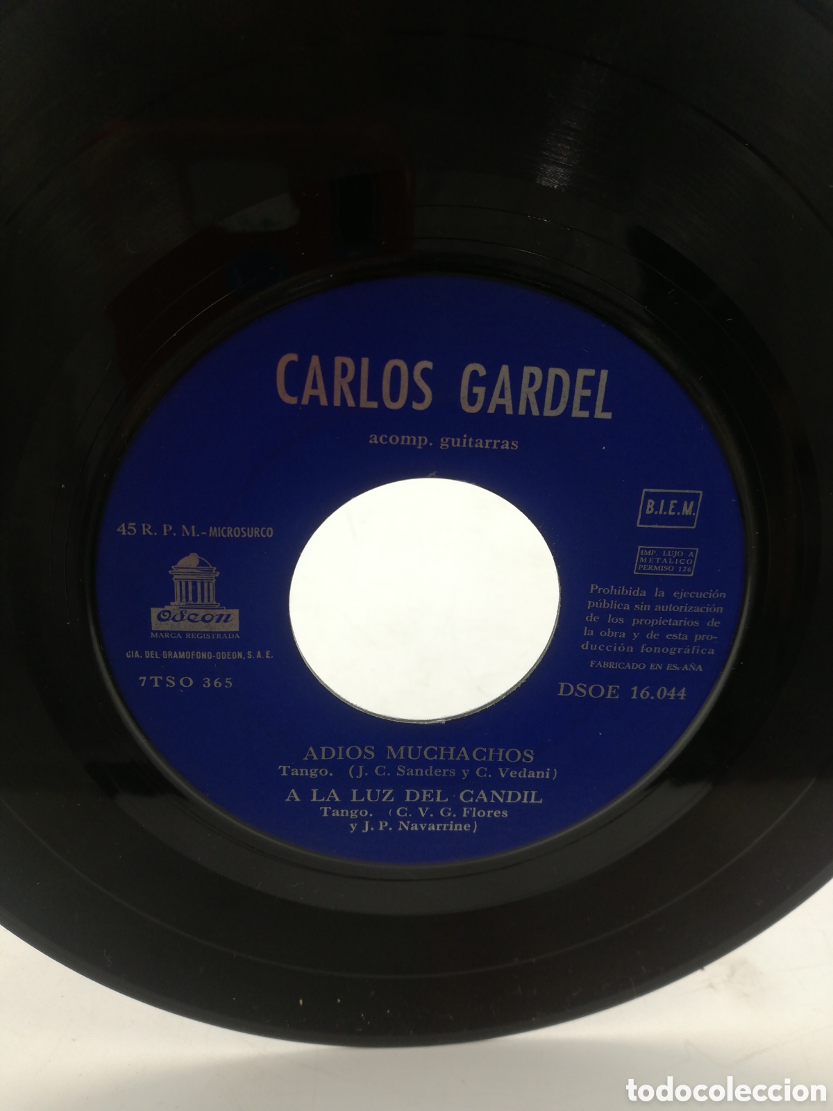 Discos de vinilo: Disco Carlos Gardel. ODEON. 45 R. P. M. - Foto 4