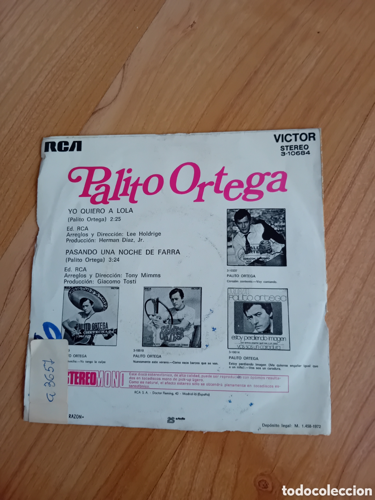 Discos de vinilo: PALITO ORTEGA. YO QUIERO A LOLA - Foto 2