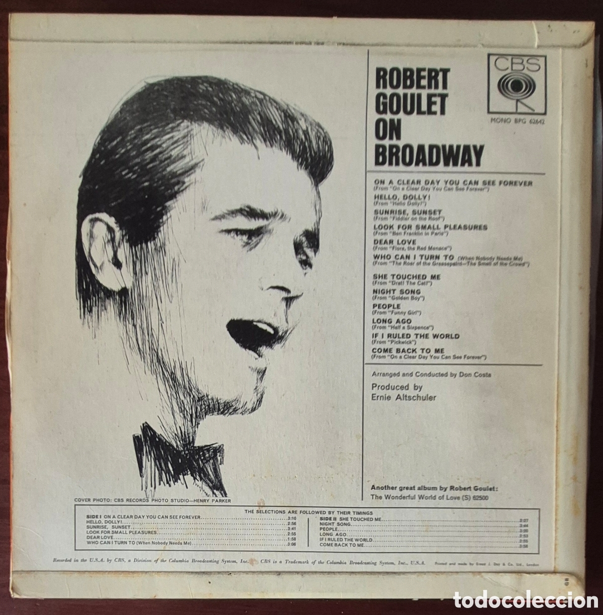 Discos de vinilo: LP - ROBERT GOULET - ON BROADWAY - 1966 ED. INGLESA - Foto 2