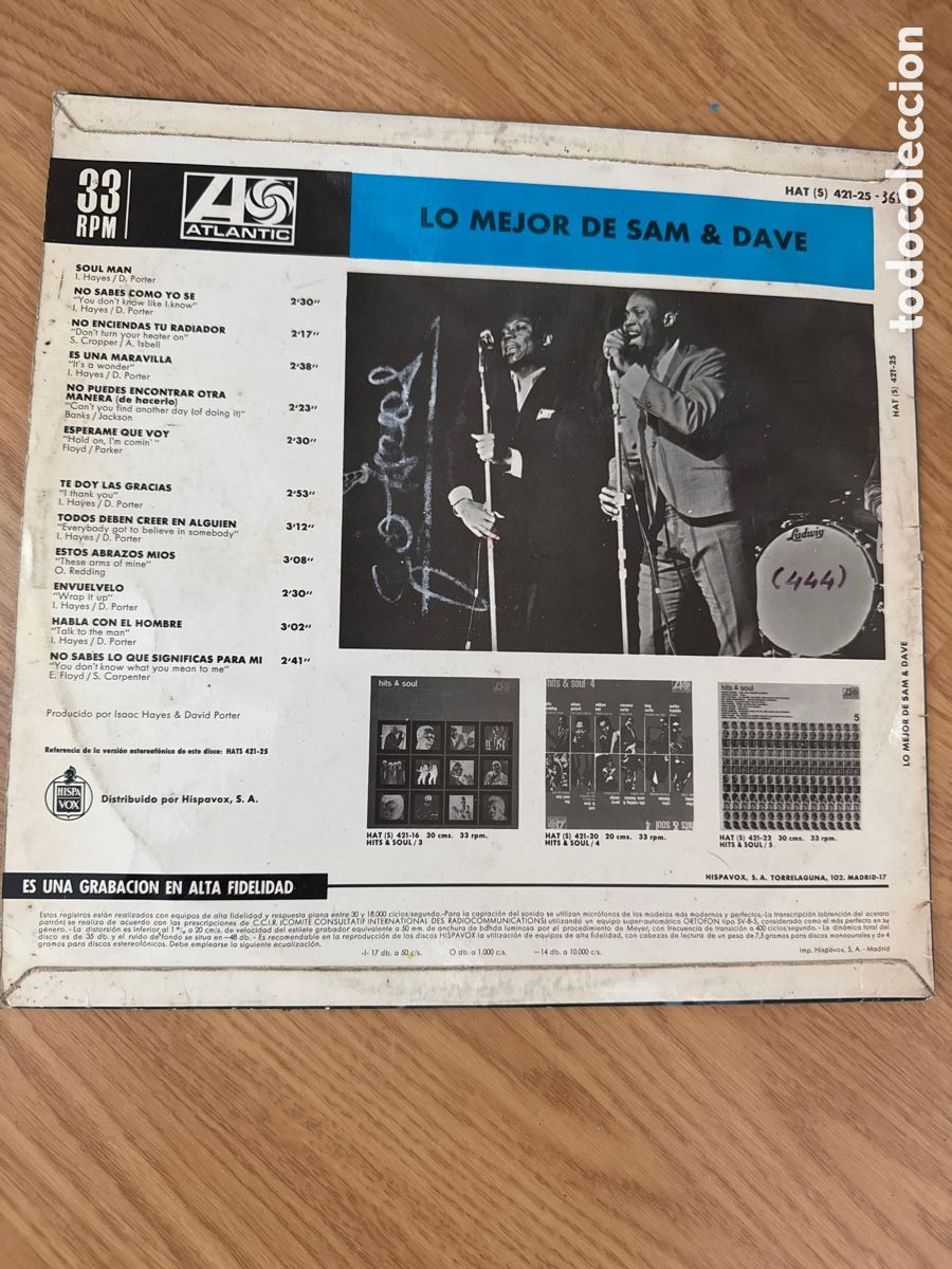 Discos de vinilo: LO MEJOR DE SAM & DAVE-ORIGINAL ESPA&Ntilde;OL 1968 - Foto 2