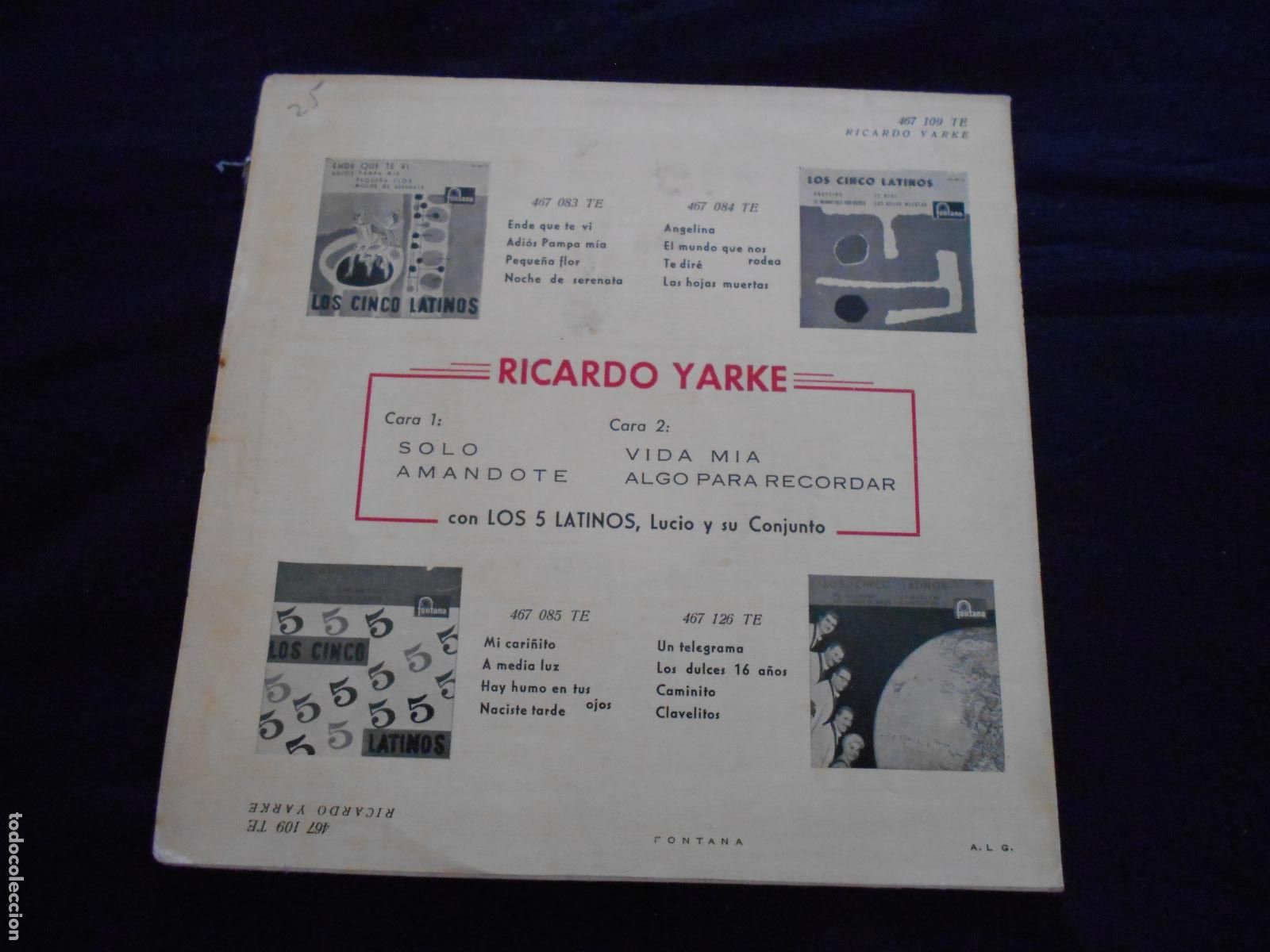 Discos de vinilo: RICARDO YARKE CON LOS 5 LATINOS - Foto 2