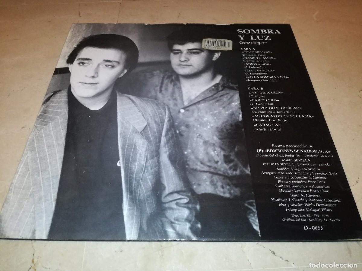 Discos de vinilo: SOMBRA Y LUZ-COMO SIEMPRE-ORIGINAL 1988 - Foto 2