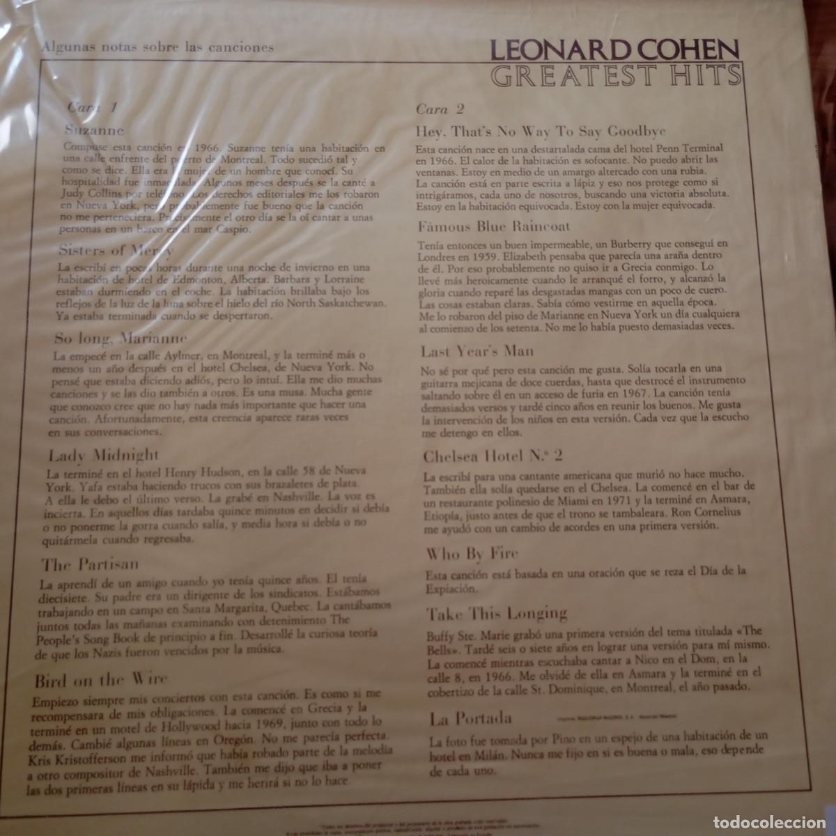 Discos de vinilo: LP - LEONARD COHEN . GREATEST HITS - Foto 2