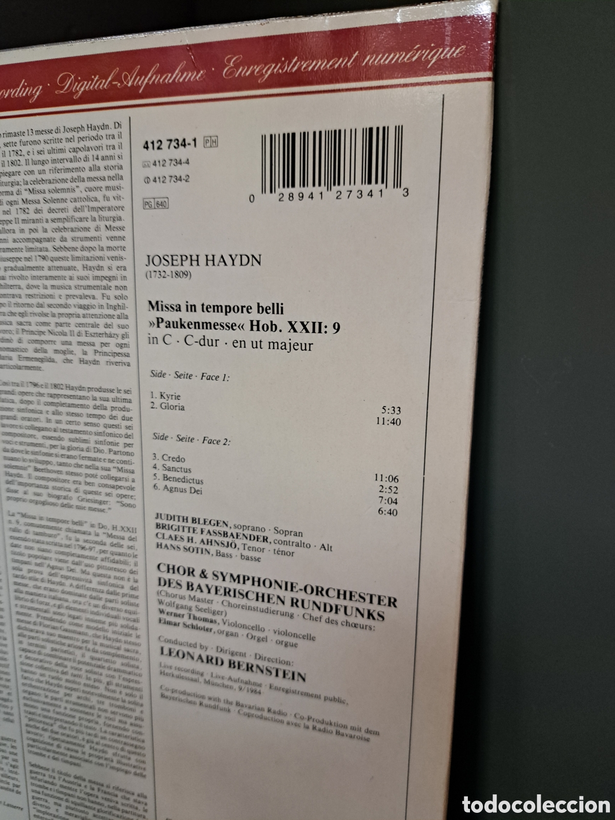 Discos de vinilo: Haydn Paukenmesse. / Leonard Bernstein - Foto 3