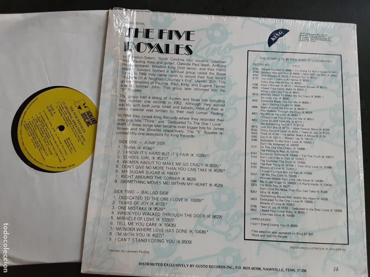 Discos de vinilo: Lp. THE FIVE ROYALES: 17 HITS - Foto 2