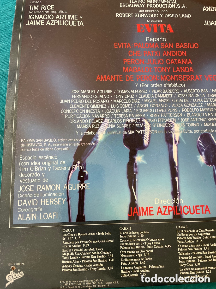 Discos de vinilo: Evita version original en Espa&ntilde;ol vinilo 1980 - Foto 6