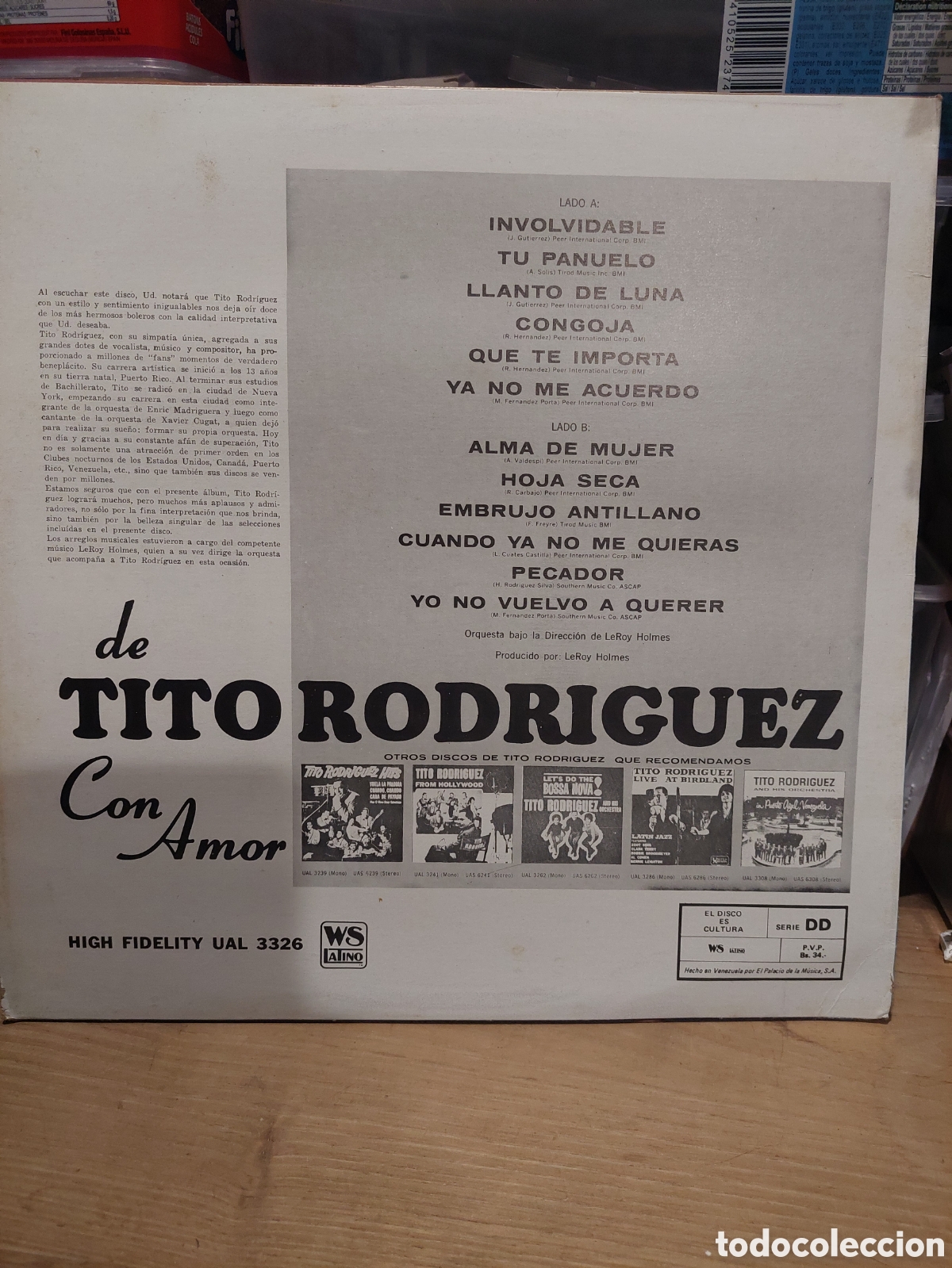 Discos de vinilo: LP TITO RODR&Iacute;GUEZ CON AMOR WITH LIVE - Foto 2