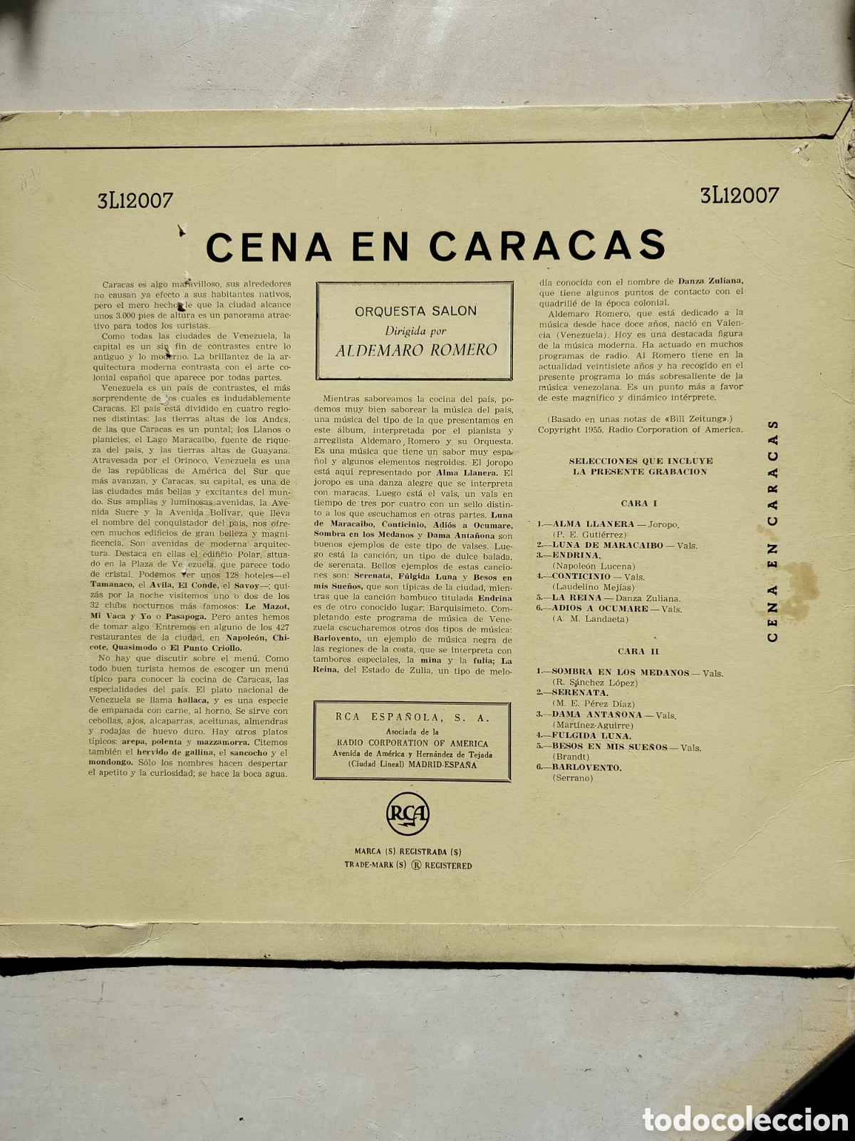 Discos de vinilo: Orquesta Sal&oacute;n LP Cena en Caracas - Foto 2