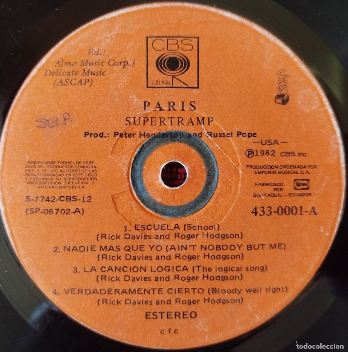 Discos de vinilo: SUPERTRAMP ** Paris ** DOBLE VINILO LP EDICION ECUADOR - Foto 3