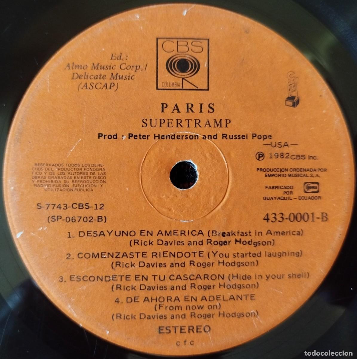 Discos de vinilo: SUPERTRAMP ** Paris ** DOBLE VINILO LP EDICION ECUADOR - Foto 4