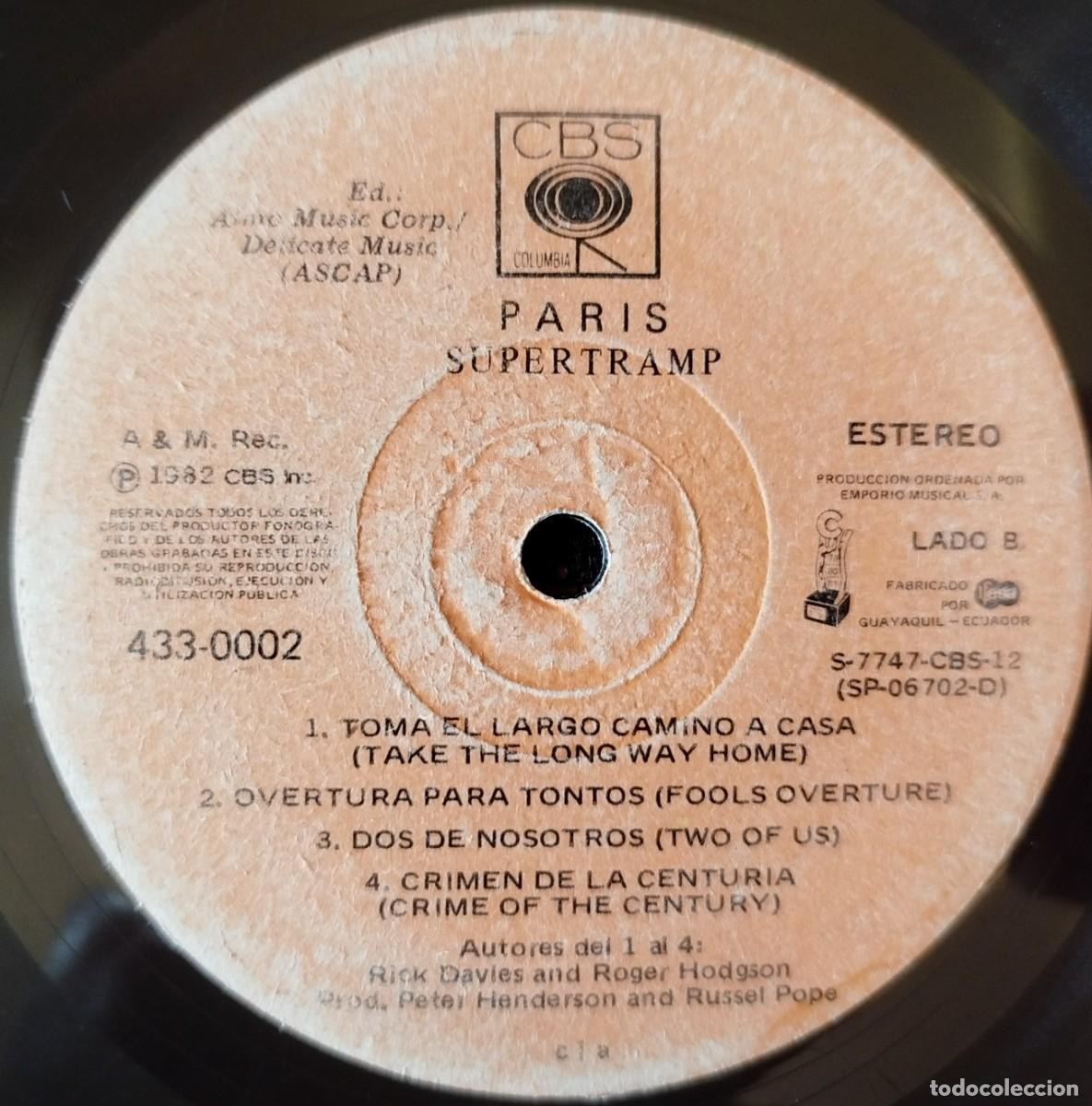 Discos de vinilo: SUPERTRAMP ** Paris ** DOBLE VINILO LP EDICION ECUADOR - Foto 6