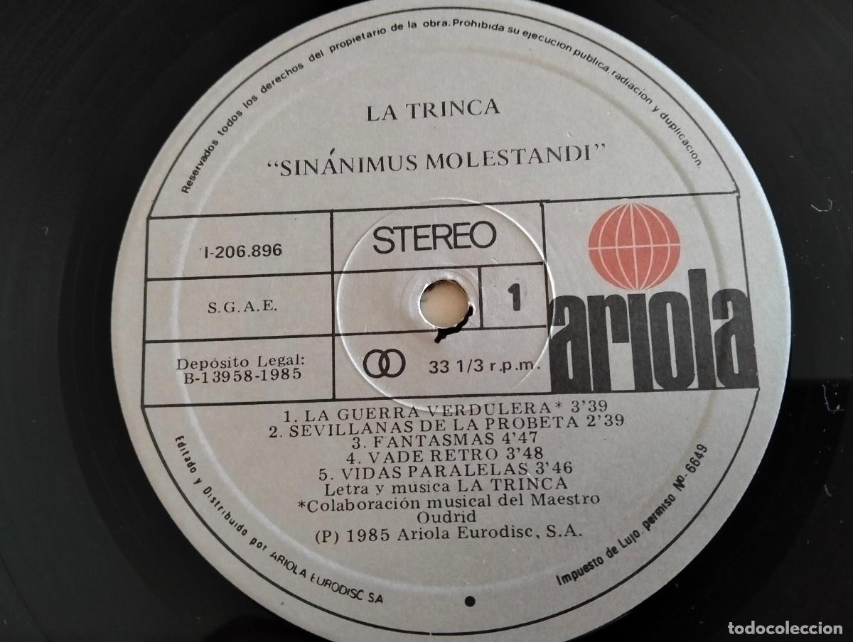 Discos de vinilo: DISCO LP, LA TRINCA, SINANIMUS MOLESTANDI - ARIOLA 1985 - Foto 4