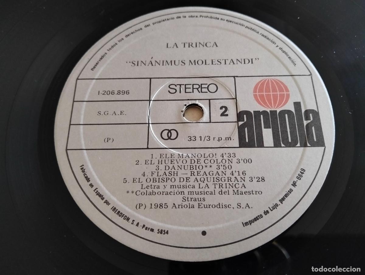 Discos de vinilo: DISCO LP, LA TRINCA, SINANIMUS MOLESTANDI - ARIOLA 1985 - Foto 6