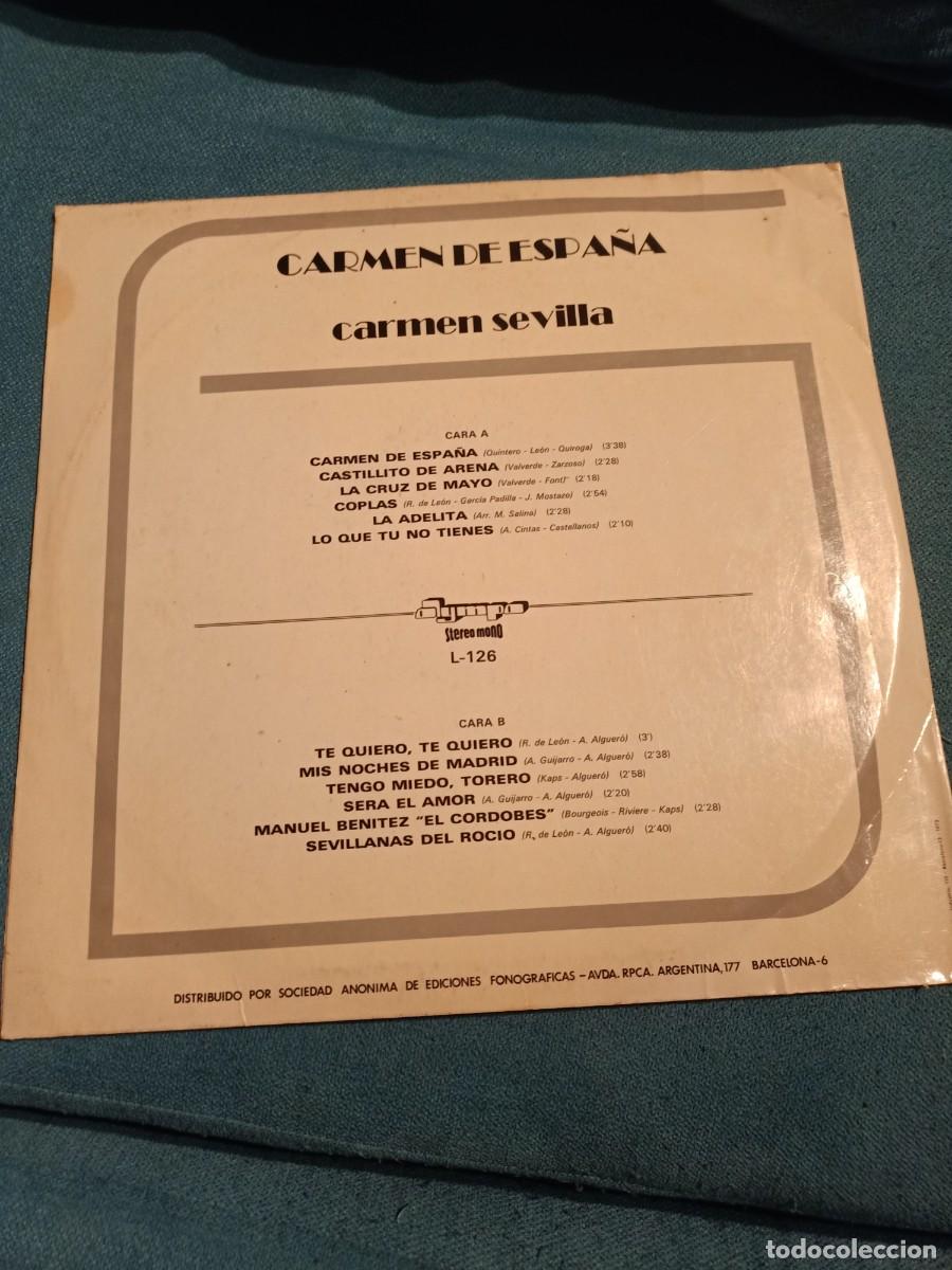 Discos de vinilo: carmen de espa&ntilde;a de carmen sevilla - Foto 2