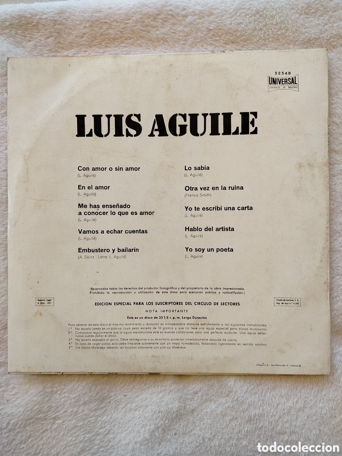 Discos de vinilo: Luis Aguil&eacute; LP 1971. - Foto 2