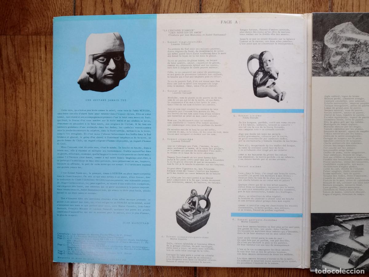 Discos de vinilo: Pablo Neruda - versos recitados en franc&eacute;s - Foto 2