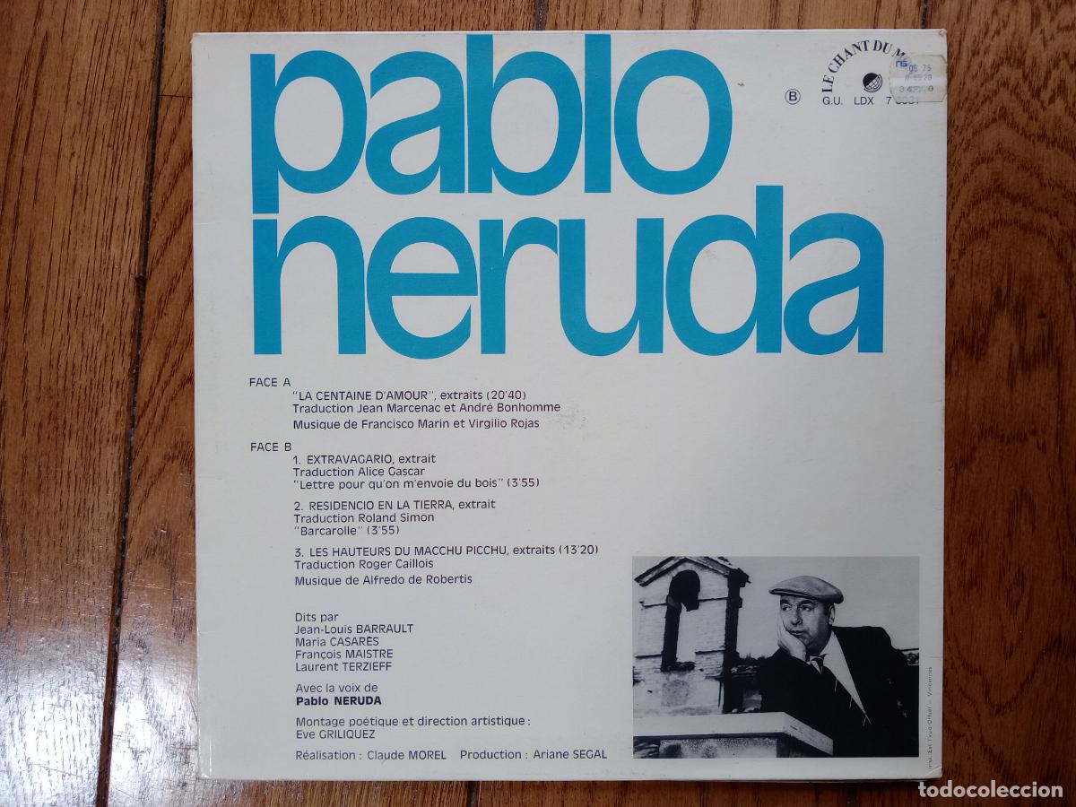 Discos de vinilo: Pablo Neruda - versos recitados en franc&eacute;s - Foto 6