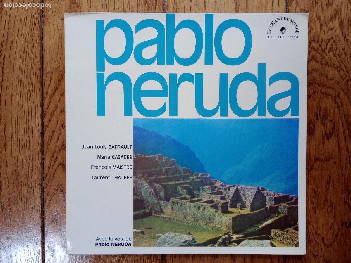 Discos de vinilo: Pablo Neruda - versos recitados en franc&eacute;s - Foto 1