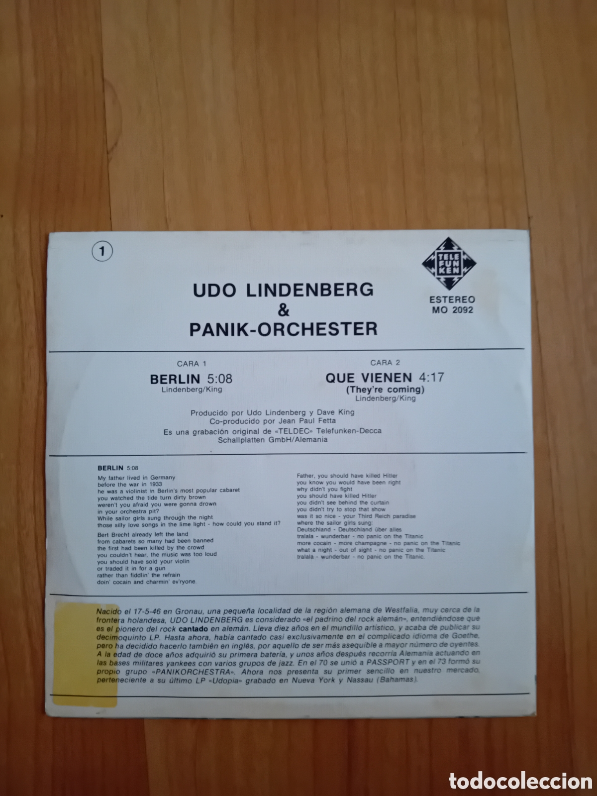 Discos de vinilo: UDO LINDENBERG PANIK ORCHESTER. BERLIN - Foto 2