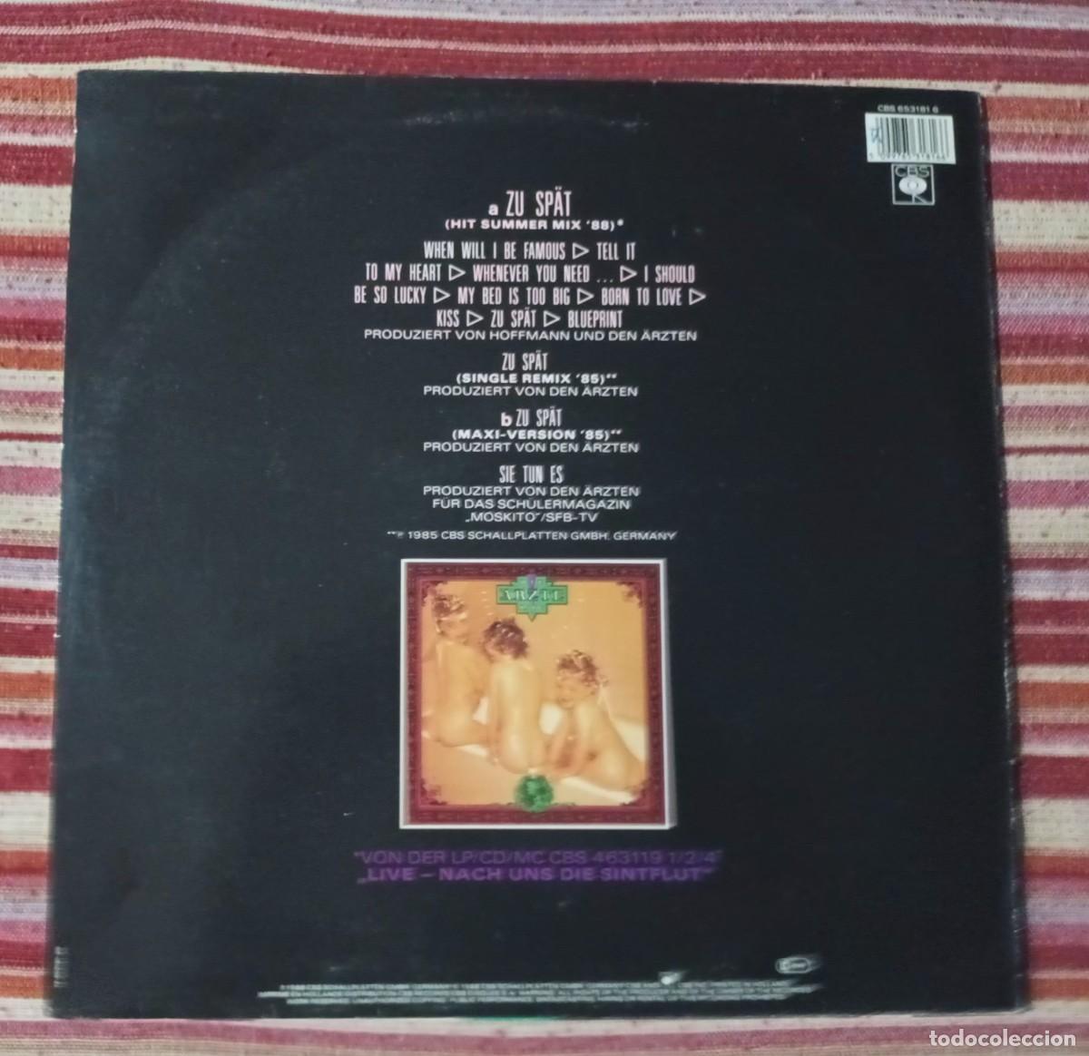 Discos de vinilo: DIE ARZTE - ZU SPAT LIVE - MAXI SINGLE - Foto 2