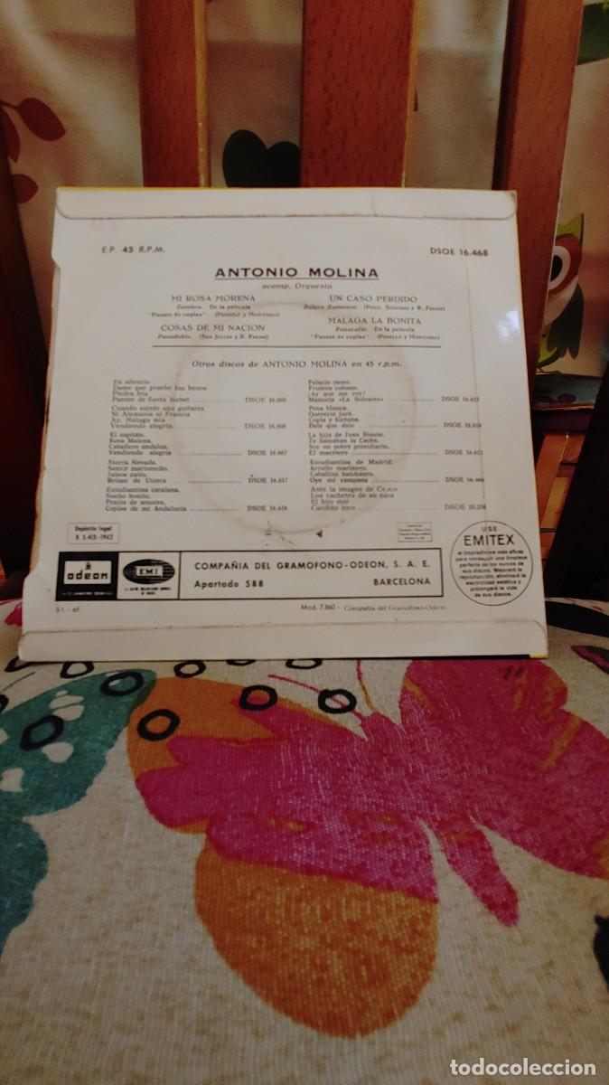 Discos de vinilo: ANTONIO MOLINA-EP MI ROSA MORENA +3 - Foto 2