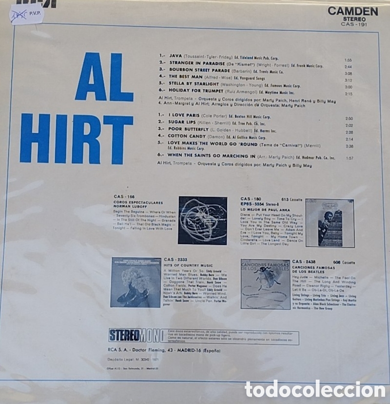 Discos de vinilo: AL HIRT - LO MEJOR DE AL HIRT - Foto 2