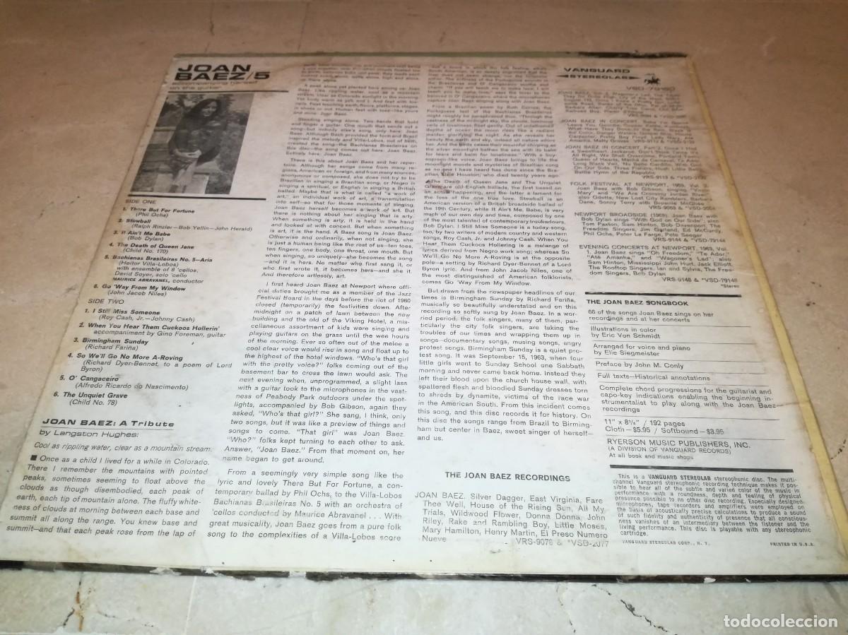 Discos de vinilo: JOAN BAEZ-5-ORIGINAL USA - Foto 2
