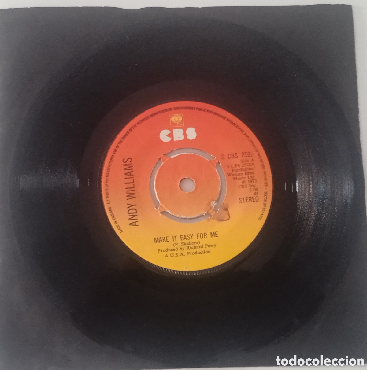 Discos de vinilo: ANDY WILLIAMS - Make it easy for me (1974) single - Foto 4