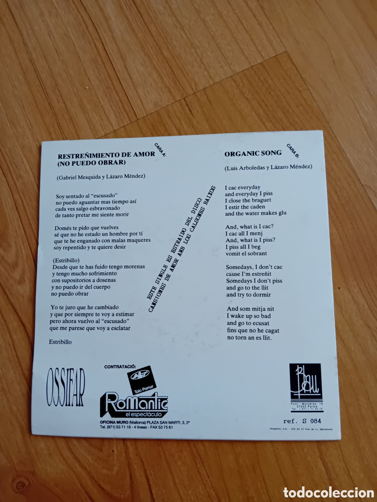 Discos de vinilo: OSSIFAR. RESTRE&Ntilde;IMIENTO DE AMOR - Foto 2