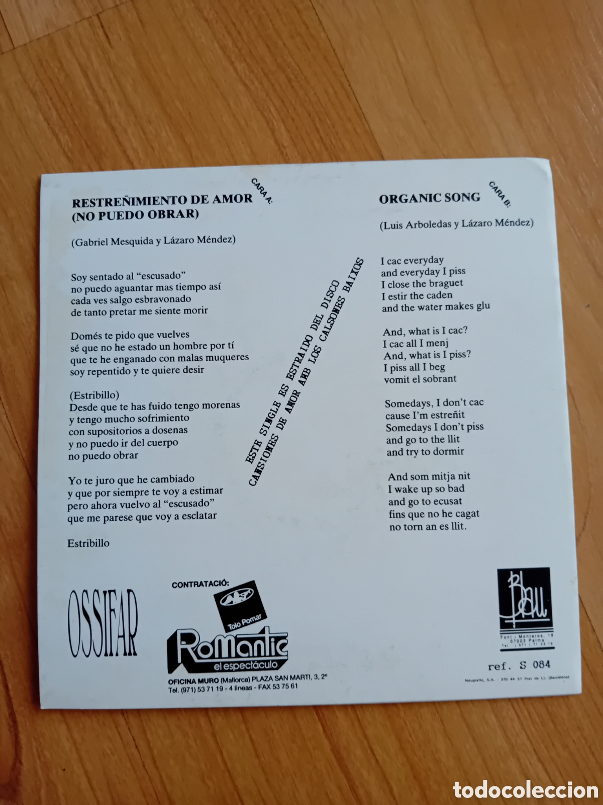 Discos de vinilo: OSSIFAR. RESTRE&Ntilde;IMIENTO DE AMOR - Foto 2