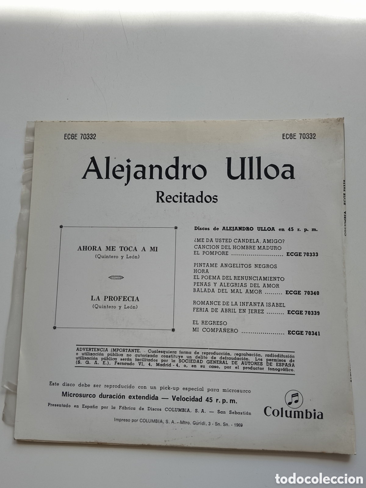 Discos de vinilo: Alejandro Ulloa recitados - Foto 2