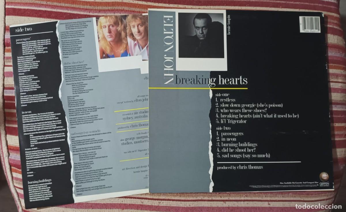 Discos de vinilo: ELTON JOHN - BREAKING HEARTS - LP - Foto 4