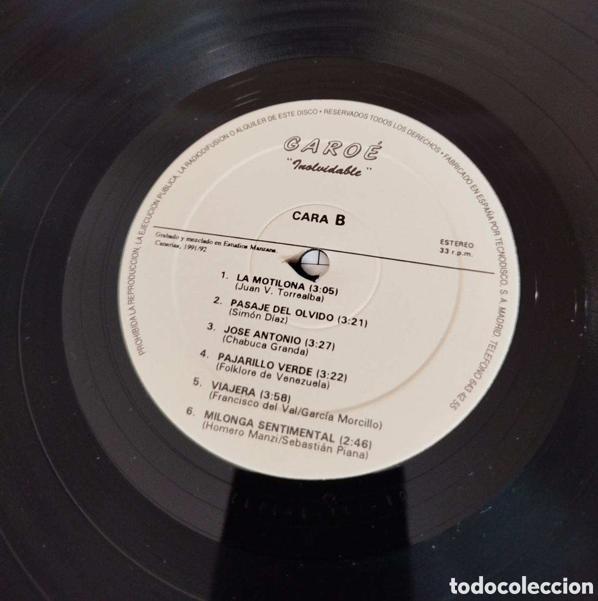 Discos de vinilo: Garo&eacute; - Inolvidable . Manzana - Foto 3