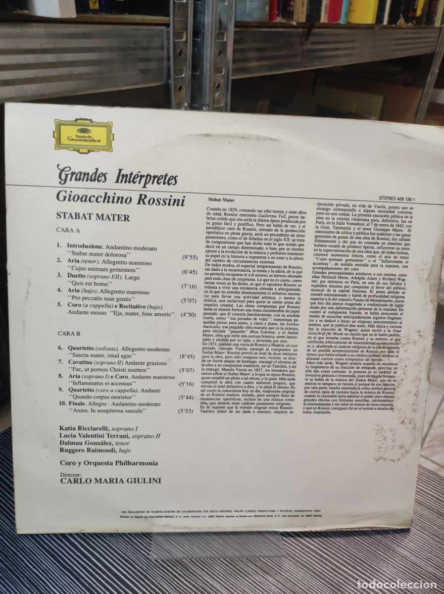 Discos de vinilo: GIULINI ROSSINI STABAT MATER - Foto 2