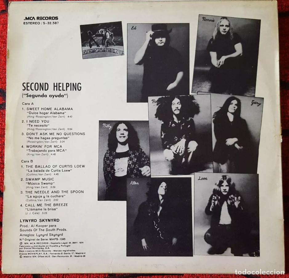 Discos de vinilo: LYNYRD SKYNYRD ** SECOND HELPING ** VINILO LP ORIGINAL 1974 - Foto 2