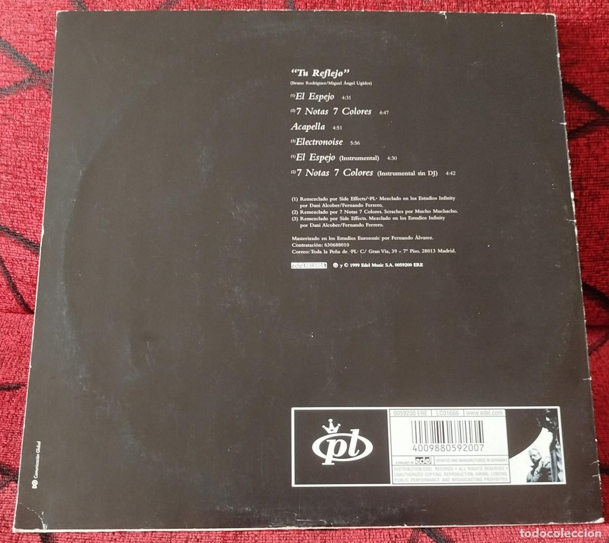 Discos de vinilo: PL ** Tu Reflejo - Remezclas ** MAXI SINGLE VINILO 1999 - Foto 2